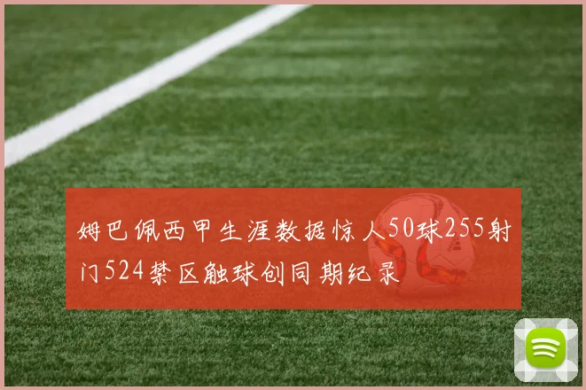 姆巴佩西甲生涯数据惊人50球255射门524禁区触球创同期纪录